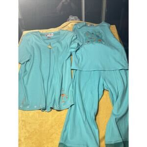 Richard Sport Blue Ocean Beach Suit Set, Vintage Embroidered Women's Active Wear